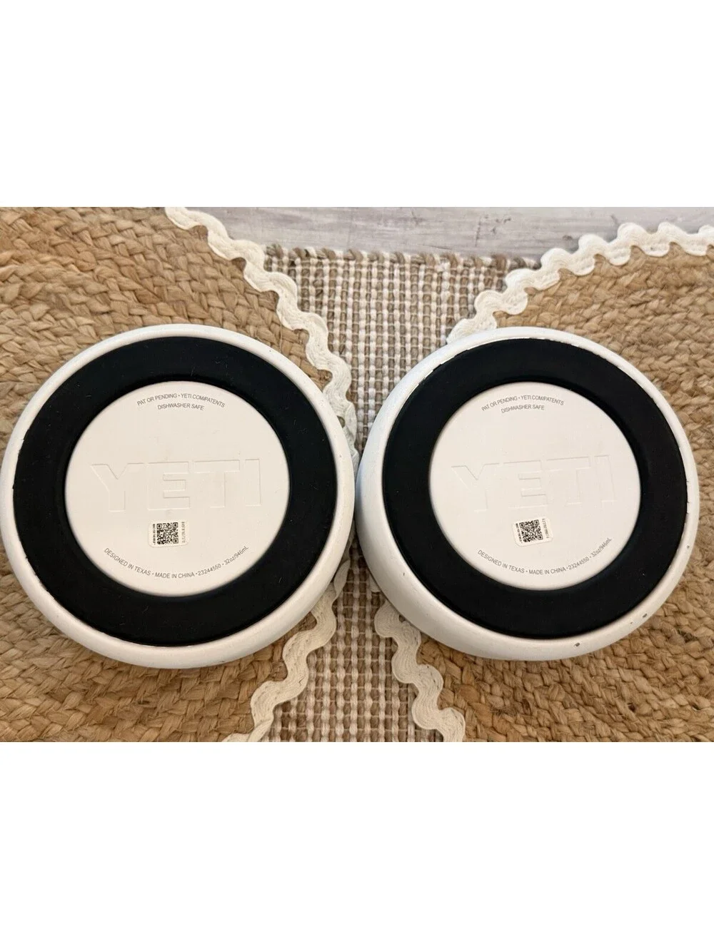 2 PO Yeti White Dog Bowls 